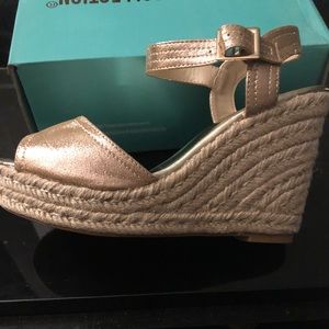 Gold women’s wedge sandals